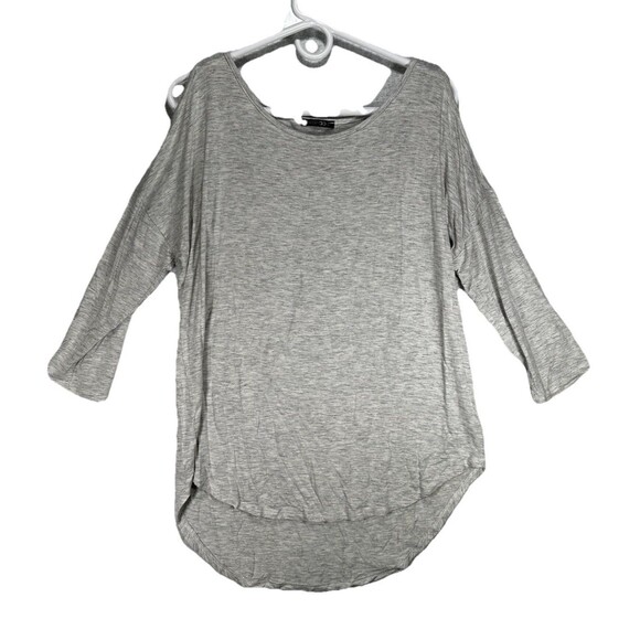 Paper Moon Women's Cold Shoulder Heather Gray Shirt Top Sz M/L See Measurements - Picture 1 of 5